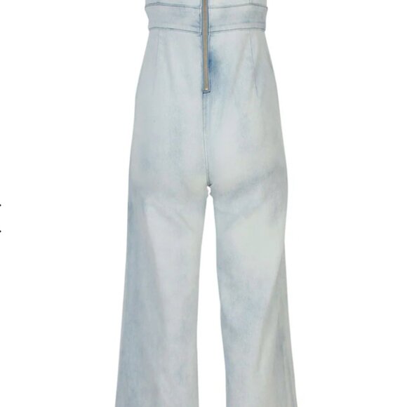 Venus Stretch Denim Jumpsuit Light Wash Size 16 Wide Leg - Picture 4 of 10